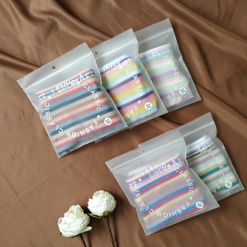 Girls' Rainbow Stripe Cotton Briefs - Low Waist, Breathable, High Elasticity, Summer Style