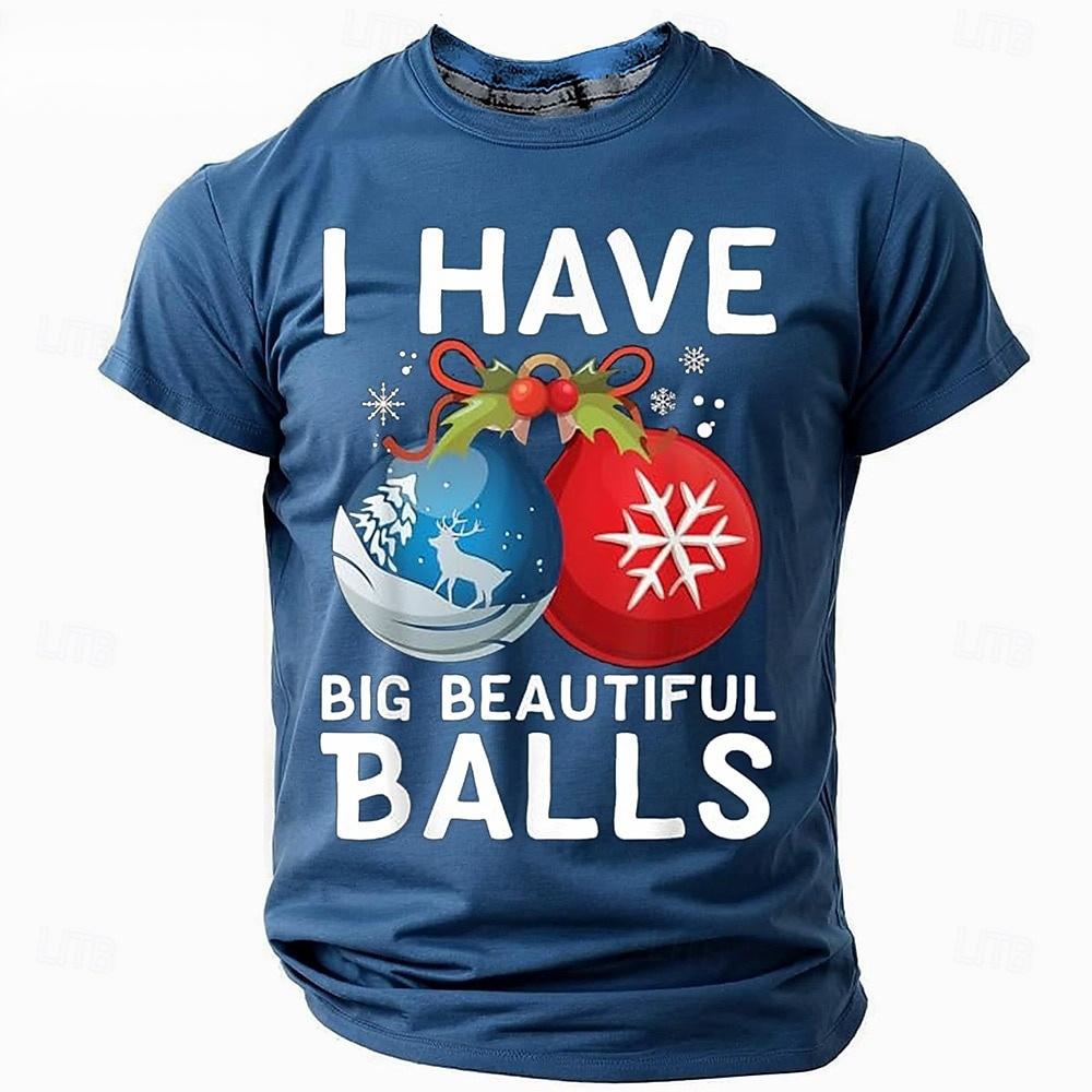Happy Christmas Men's T-Shirt Cute Snowman Pattern Print Short Sleeves Casual Round Neck Pullover Tees New Year Men's Clothing