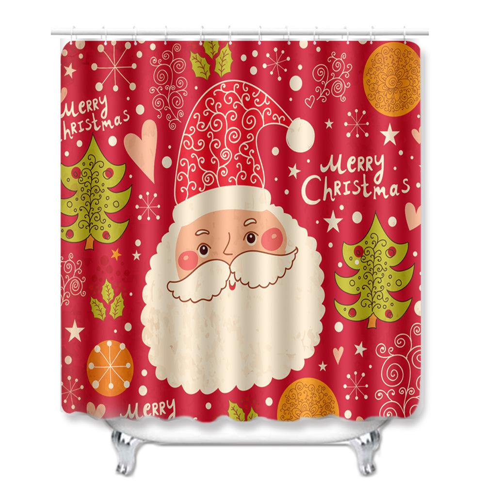Christmas Shower Curtain Toilet Four-Piece Floor Mat Bathroom Absorbent Non-Slip Door Mat Carpet Bathroom Absorbent Foot Mat