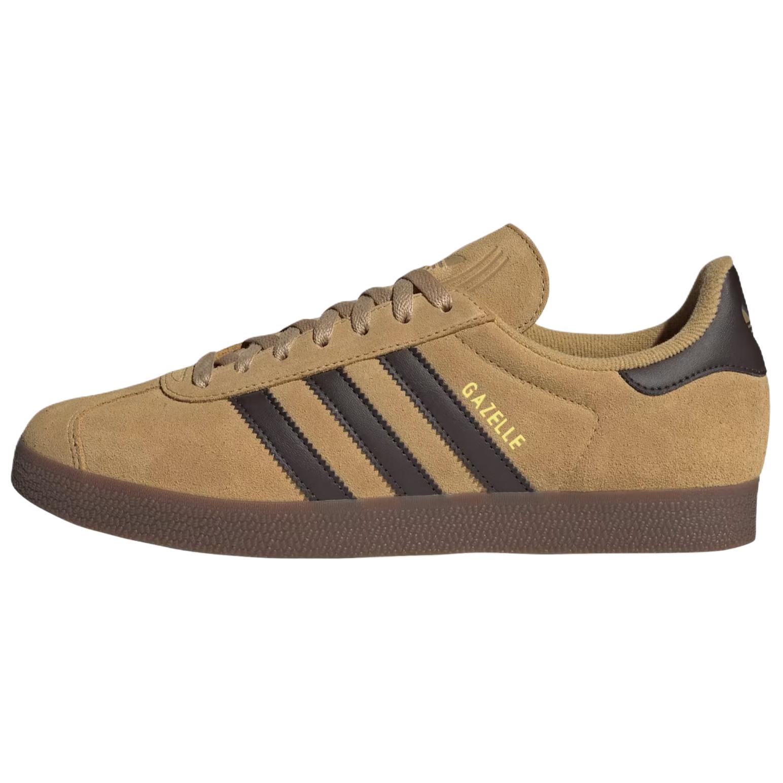adidas Gazelle Golden Beige Dark Brown Men Sneakers Tan Gold-Metallic JR6287 40⅔