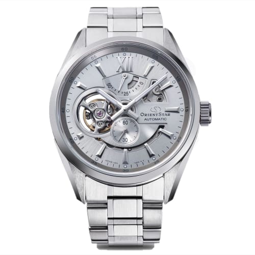 Orient Star RK-AV0125S Men's Automatic Watch, Modern Skeleton Design, Mechanical, Made in Japan, with 2-Year Manufacturer's Warranty, Open Heart, Silv