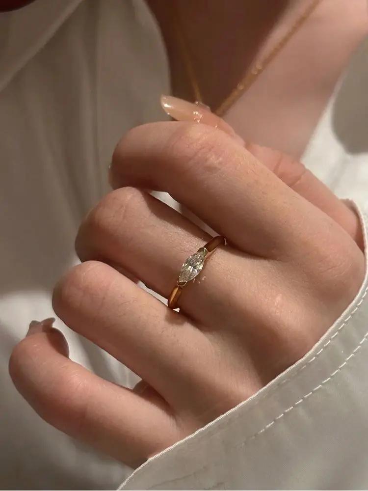 925 Sterling Silver Fashion Simplicity Marquise Zircon Ring For Women Engagement Wedding Luxury High Quality Fine Jewelry