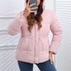 Cotton clothes women's winter European and American style large size women's clothing hooded waist drawstring cotton clothes women