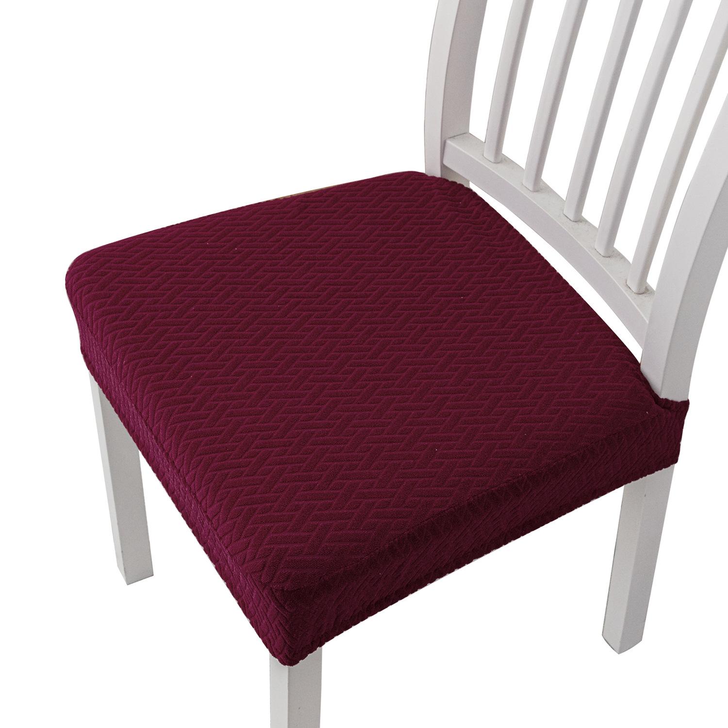 

Solid Color Elastic Jacquard Chair Cushion Cover for Hotel and Home Dining Chairs Type T05 (200gsm)