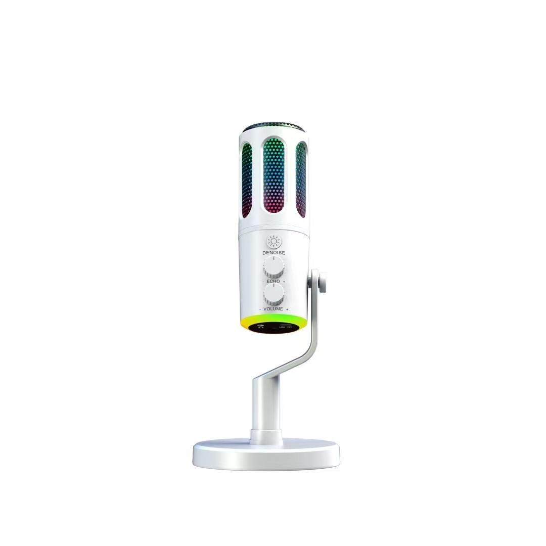 

RGB USB конденсаторный игровой микрофон компьютерный профессиональный микрофон для ПК PS4 PS5 Mac мобильный телефон запись потоковая передача новый белый