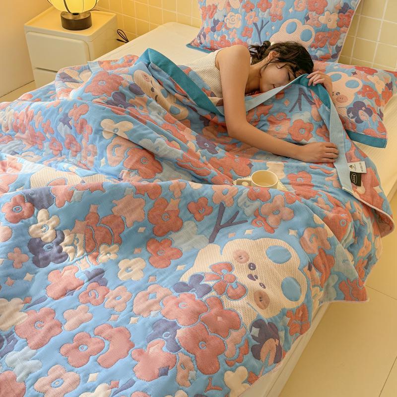 Three-layer Cotton Gauze Blanket - Versatile for Office Nap, Sofa, Air Conditioning, and Summer Quilt Uses