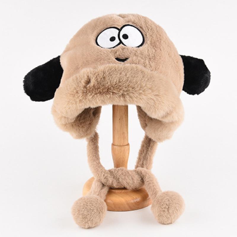 Mütze Damen Winter Warm Ohrenschutz Gestrickte Überziehmütze Sturmhaube Hut Band Doppelnutzung Plüsch Blitzmütze