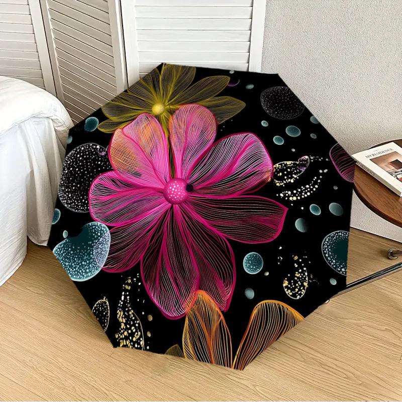 

1PC Floral Pattern Automatic 8-Bone Folding Umbrella - Durable Polyester & Iron Frame,Userfriendly Operation yy250929109