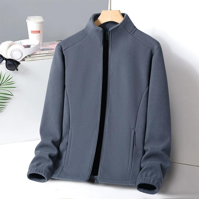 

Осень и Зима Молодежный и Среднего возраста Флис Флисовый Кардиган с Воротником-стойкой и Капюшоном Вязаная Куртка Большого размера Австрийский Флис Теплая Куртка-свитер 6XL серый