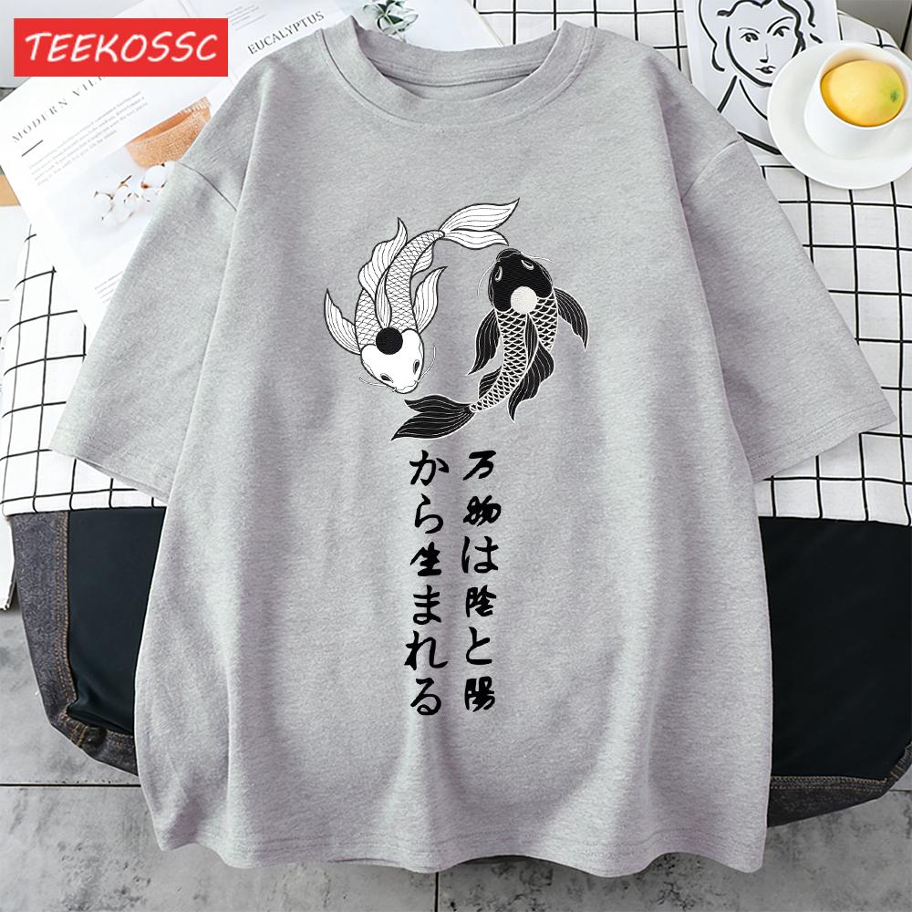 Free Fish In The Water Design Mens T Shirts Cotton Casual TShirt Summer Crewneck Streetwear Fashion Oversize Short Sleeve