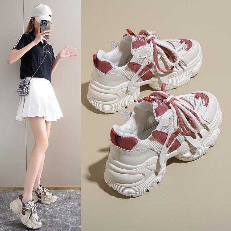

Versatile Hong Kong style shows small white platform dad shoes women s 2024 new spring student retro sneakers 34 красный