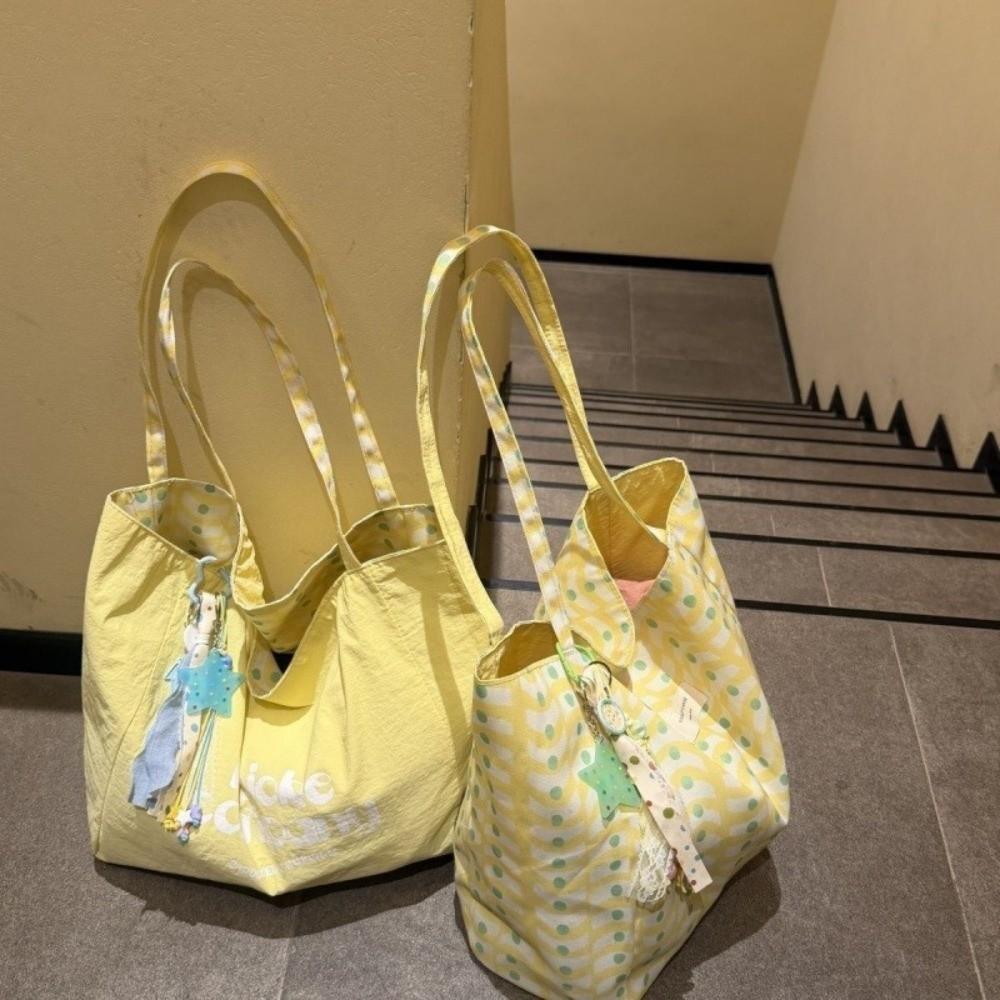 Large Capacity Double Sided Reversible Tote Bag Lightweight Nylon Handbag  Casual