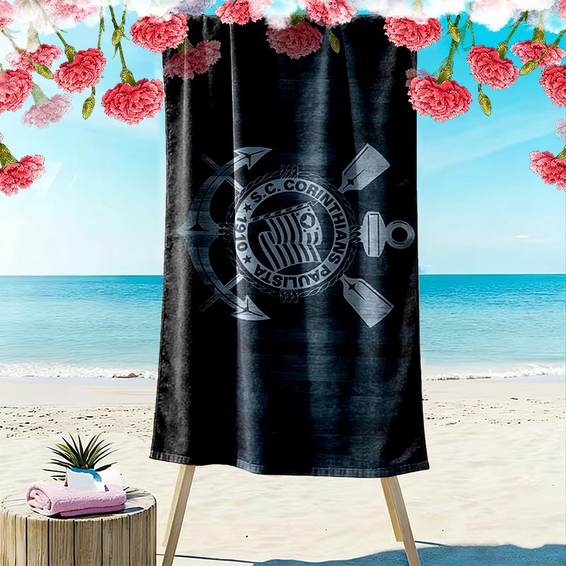 SC Corinthians Paulista Print Beach Towel, Large Soft Quick Dry Towel for Beach Camping Swimming