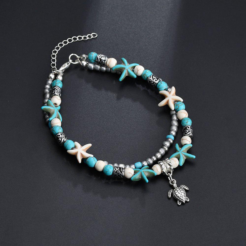 Boho Summer Beach Anklets For Women Turtle Shell Starfish Tree of Life Elephant Ankle Bracelet Multilayer Chain On Foot Jewelry