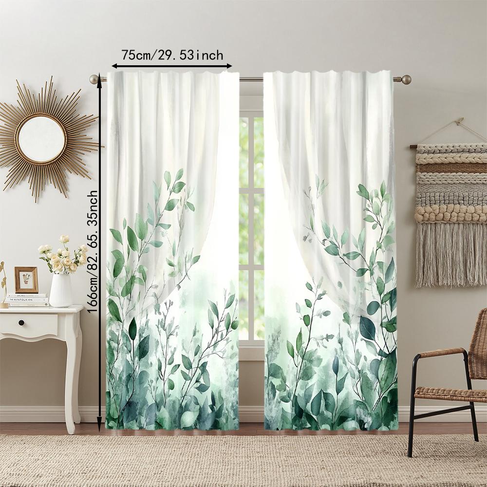 Set Of 2 Versatile Polyester Transparent Curtains Home Decoration Watercolor Flower Use Bedrooms Living Rooms Curtain Ideal For Room