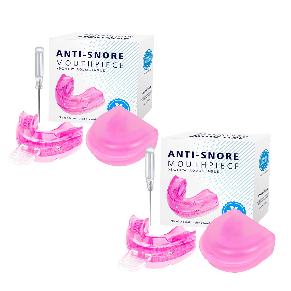 

Anti Snore Mouth Guard 2-Pack, Adjustable Dental Night Guard for Teeth Grinding & Snoring Relief, BPA-Free PC+EVA Material рожевий
