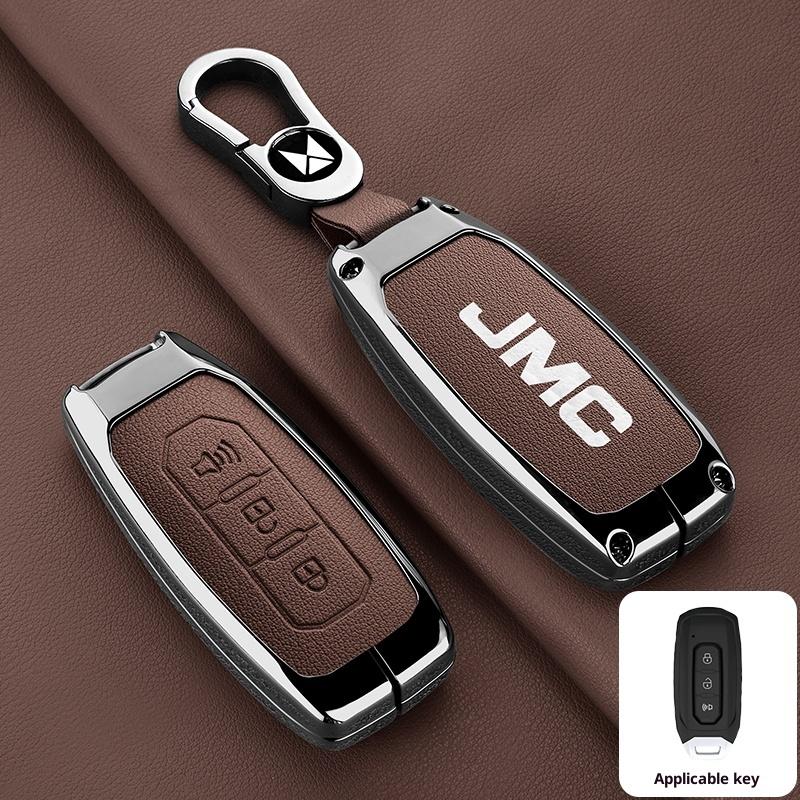 Zinc Alloy Leather Car Key Fob Case For Ford Territory Ev Jiangling Jiangling Domain Tiger 7 9 Key Fob Accessories