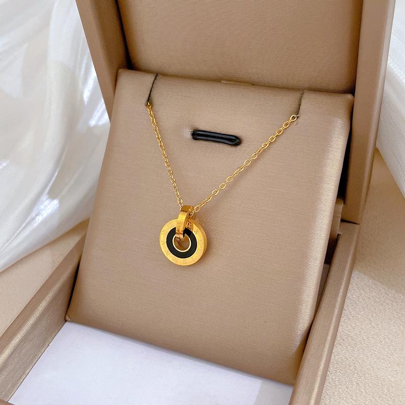 Bague Romaine Poêle Minimaliste Collier en Or Véritable Chaîne de Clavicule Féminine Avec Bijoux