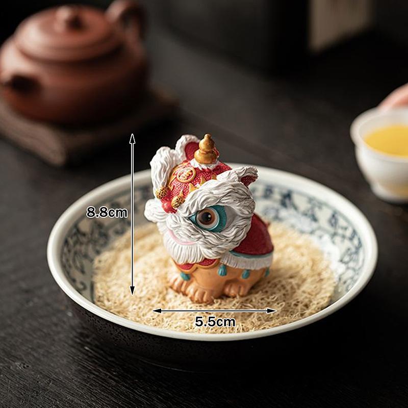 Color-Changing Tea Pet, Lion Dance, Auspicious Tea Table Decoration, Lion Dance,  Chinese Style Home Tea Pet, Lucky Doll