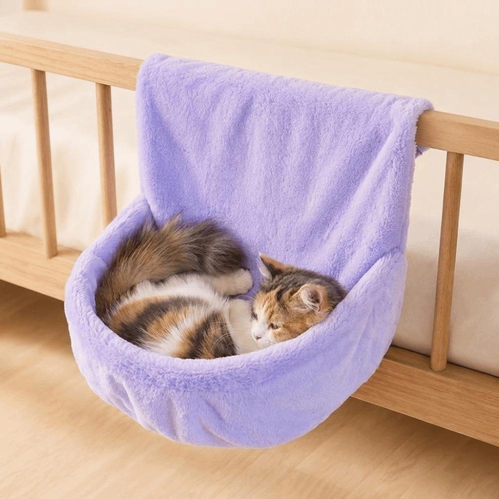 Semicircle Hanging Cat Bed Warm Plush Plush Sleeping Nest Cat Sleeping Bag Balcony Railing