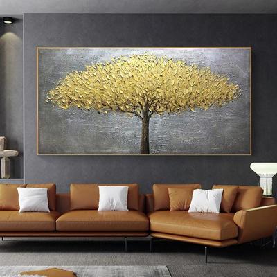 Nordic Abstrakte Gold Baum des Lebens Ölgemälde auf Leinwand Wand Kunst Poster Drucke Wand Bilder für Wohnzimmer Hause Cuadros decor