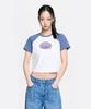 Emelbi Women'S Vintage Colorblock Crop T-Shirt Ny (Cream)