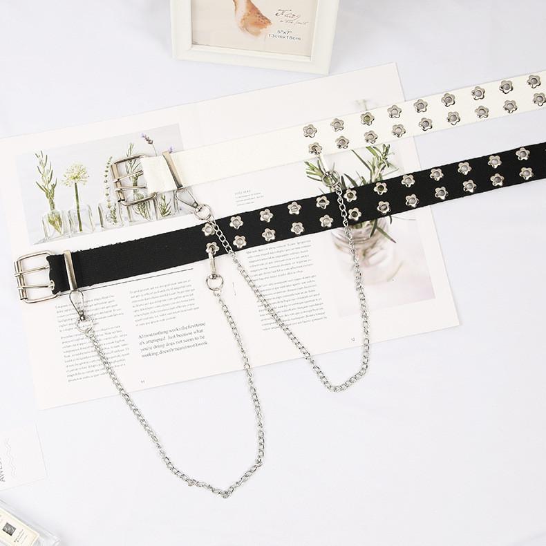 Canvas Chain Belt With Floral Cutouts For Men And Women