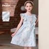 Vestido de Princesa con Mangas de Mosca y Estampado Floral Tie-Dye para Niñas de Disney