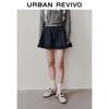 UR2026 Women's Ruffle Trim Elastic Waist Mini Denim Skirt