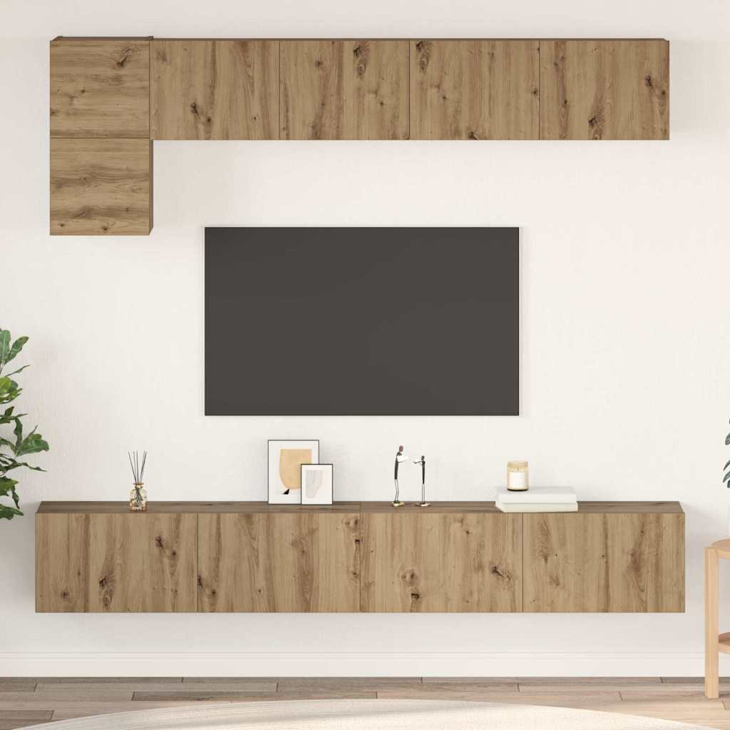 Wall Mounted TV Cabinet Set 5 pcs Artisan Oak Wood Based Material