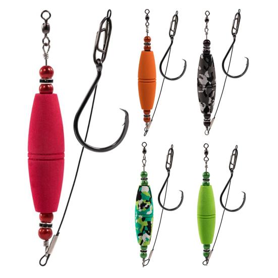 5Pcs Catfish Float Rig Kit with Sharp Hook Crane Swivel Coated Line Sea River Lake Freshwater Saltwater Fishing Float Rig Outdoor Fishing Accessories
