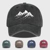 Bergdruck Ausgewaschene Baseballkappe Verstellbar Gebogener Schirm Dad Hat für Männer Frauen Outdoor Wandern Lässig