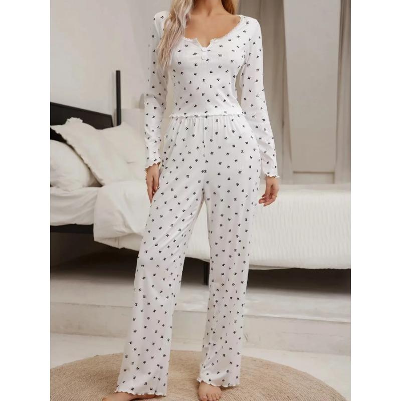 Spring and Autumn Ladies Sexy Pajamas Homewear Suit Girls Homewear Sexy Leisure Fashion Pajamas Homewear Two-Piece Suit