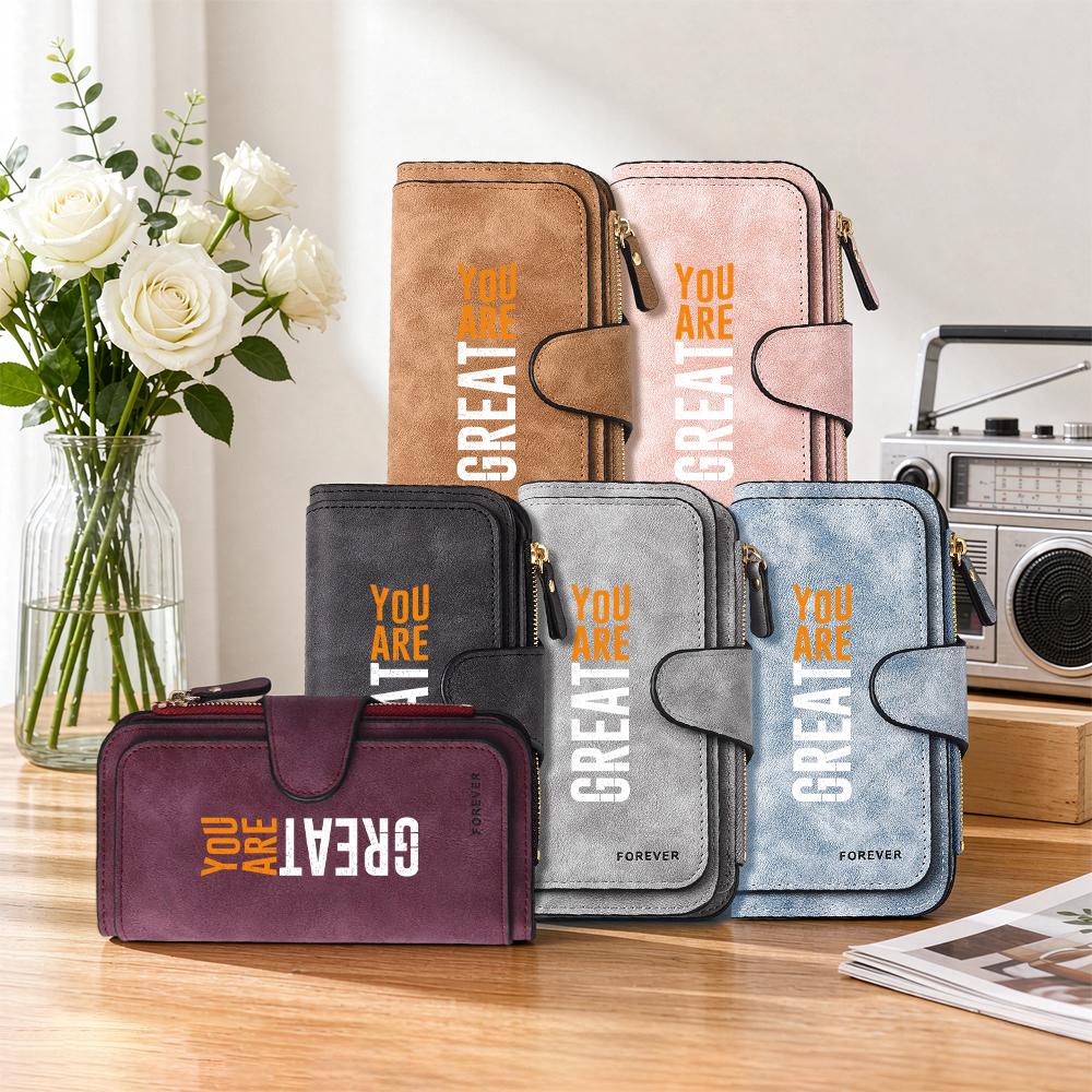 Stylish Long Wallet with Inspirational Slogan Durable