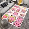 Cute Pink Cartoon Bear Pattern Carpet with Fruits and Dessert Style Suitable for use as an anti-slip for living room bedroom sofas