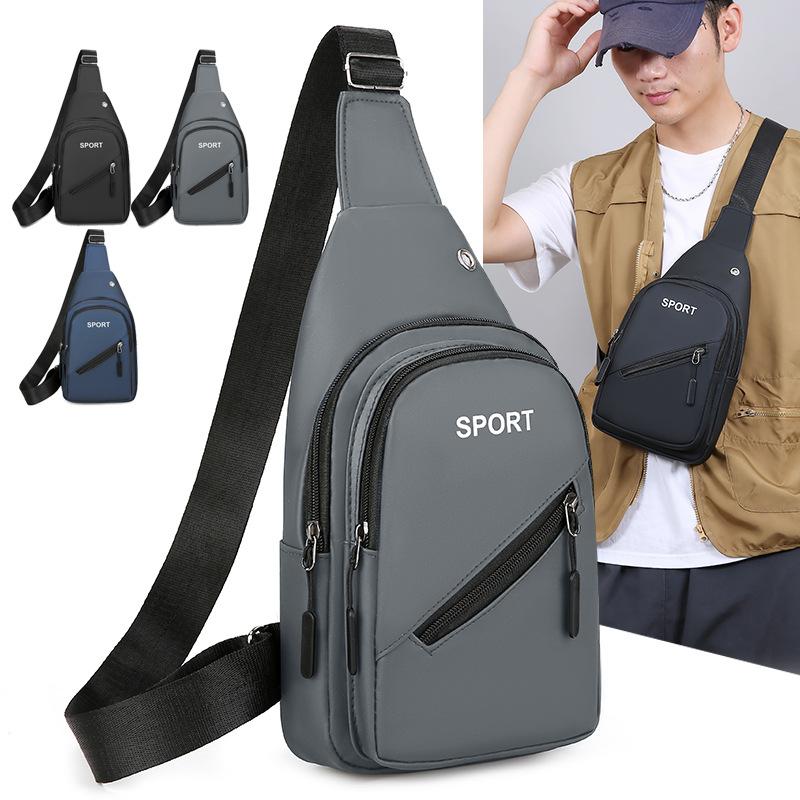 New Men's Business Solid Color Chest Bag Multi Functional Sports Outdoor Leisure Shoulder Bag Messenger Bag Waterproof