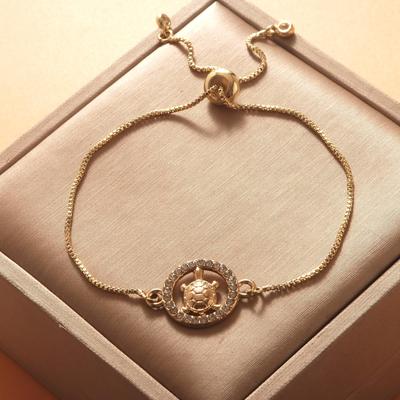 Verstellbares Schildkröten-Armband mit runden Diamanten für Damen - Schlicht, Modisch und Trendig