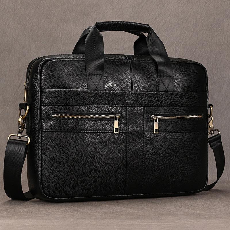 Luxury Brand Leather Men Laptop Bag 14 Inch Genuine Leather Business Bag Male Briefcases Work Tote With Strap Male Messenger Bag