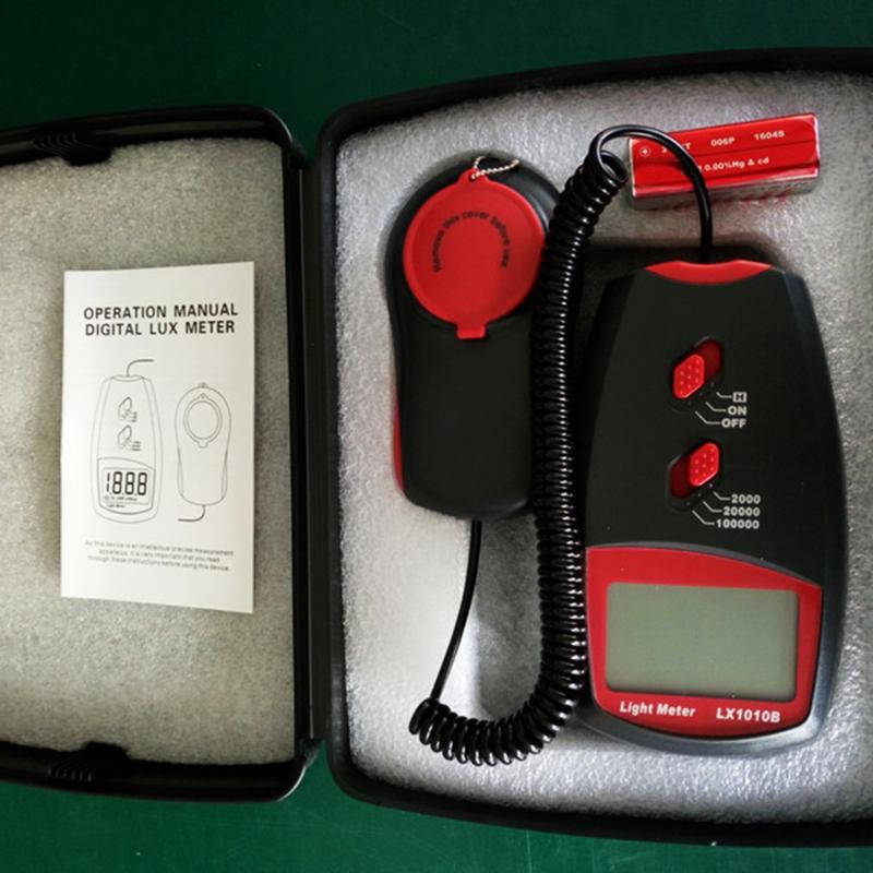Digital Illuminance Meter Light Meter High Accuracy Tester 3 Ranges 2,000/20,000/100,000 ON/OFF Button Handheld Meter