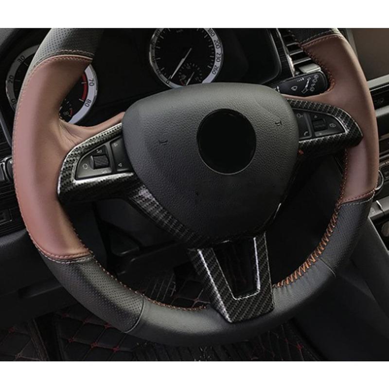 Stick Styling Cover Inner Ide For Skoda Kodiaq 2017 2018     Steering Wheel Interior Kit Switch Trim Frame