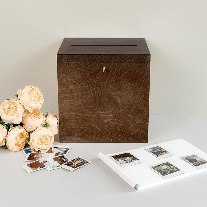 Boîte Enveloppes Creative Deco Urne Mariage Marron Foncé 29x25x30 cm