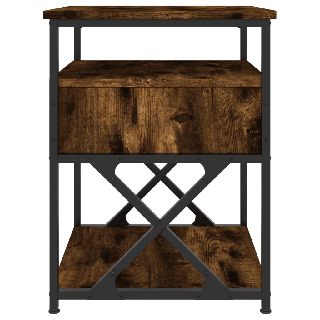 Nightstand Smoked Oak 40x42x55 Cm Engineered Wood