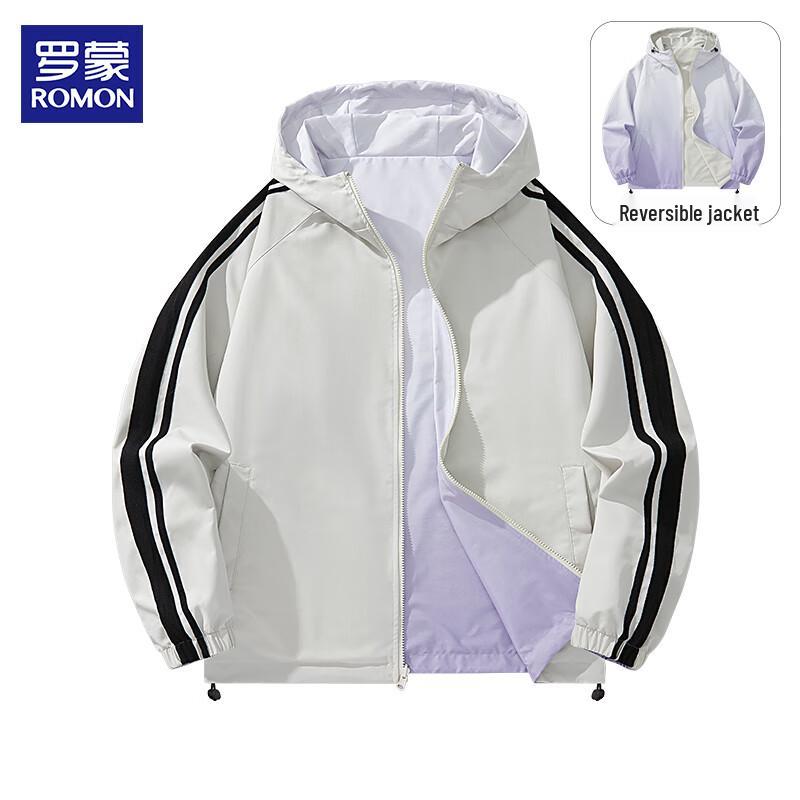 

ROMON Men s Striped Gradient Reversible Hooded Jacket 2XL