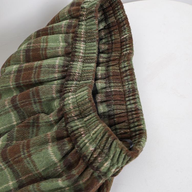 Women's Retro Plaid Wool Blend Midi Skirt - High Waist A-line with Double Pockets for Autumn/Winter