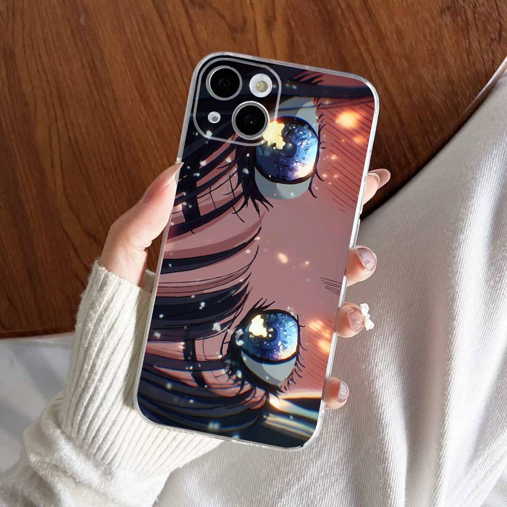 Cute Anime Big Eyes Girl Phone Case For iPhone 17 16 15 14 13 11 12 Pro Max Mini Plus Shockproof Transparent Soft TPU