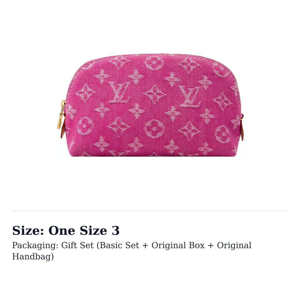 LOUIS VUITTON Monogram Denim Fabric Makeup Bag Small Women's Fuchsia M28050