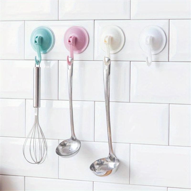 Strong Adhesive Suction Cup Hooks - No Drill Wall Hooks for Bathroom, Kitchen, Door - Durable PVC Plastic Multi-Purpose Storage Organizer