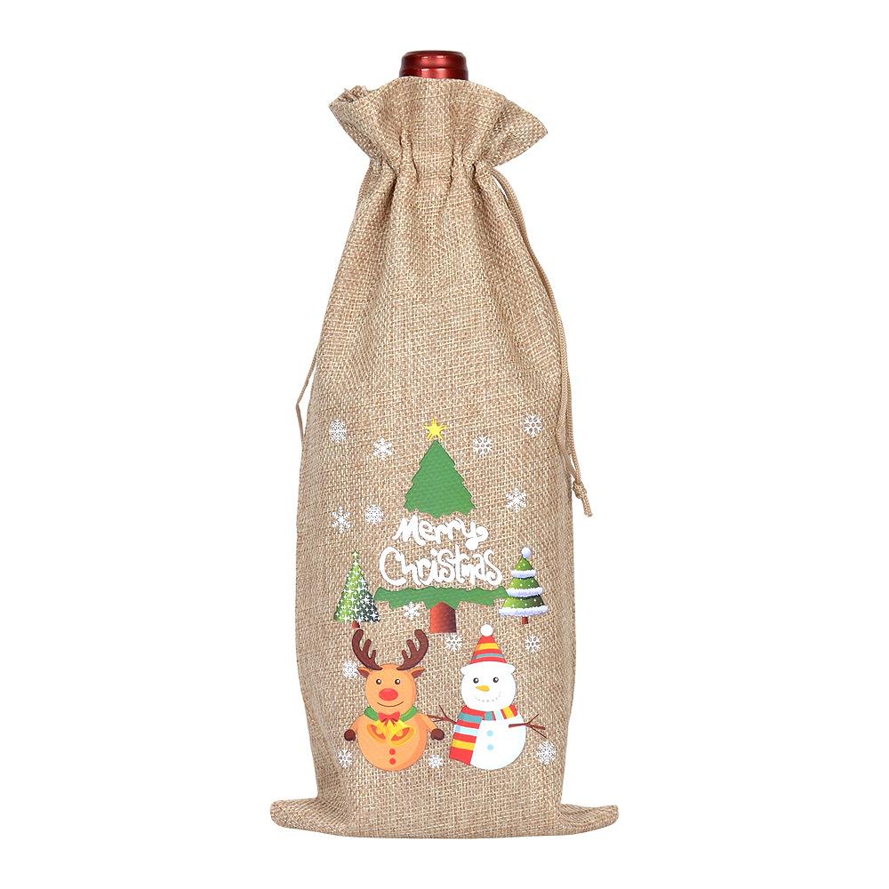 

10 шт. Рождественские льняные мешочки на шнурке, мешочки для упаковки красного вина и шампанского, мешочки на шнурке для рождественской вечеринки, подарочные мешочки для вина 10pcs