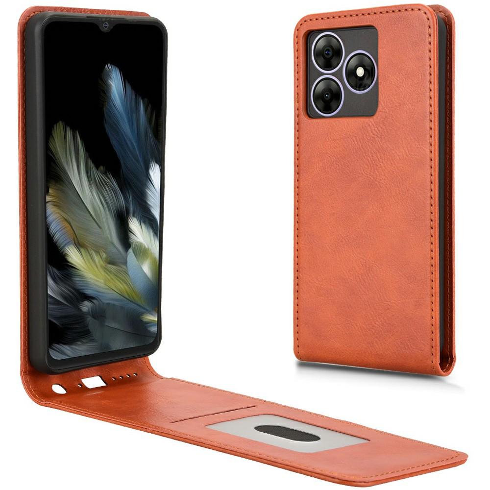 

Кожаный чехол для Blackview Wave 8/Wave 8C/Oscal Flat 2 Магнитный вертикальный откидной чехол для телефона со слотом для карт Orange