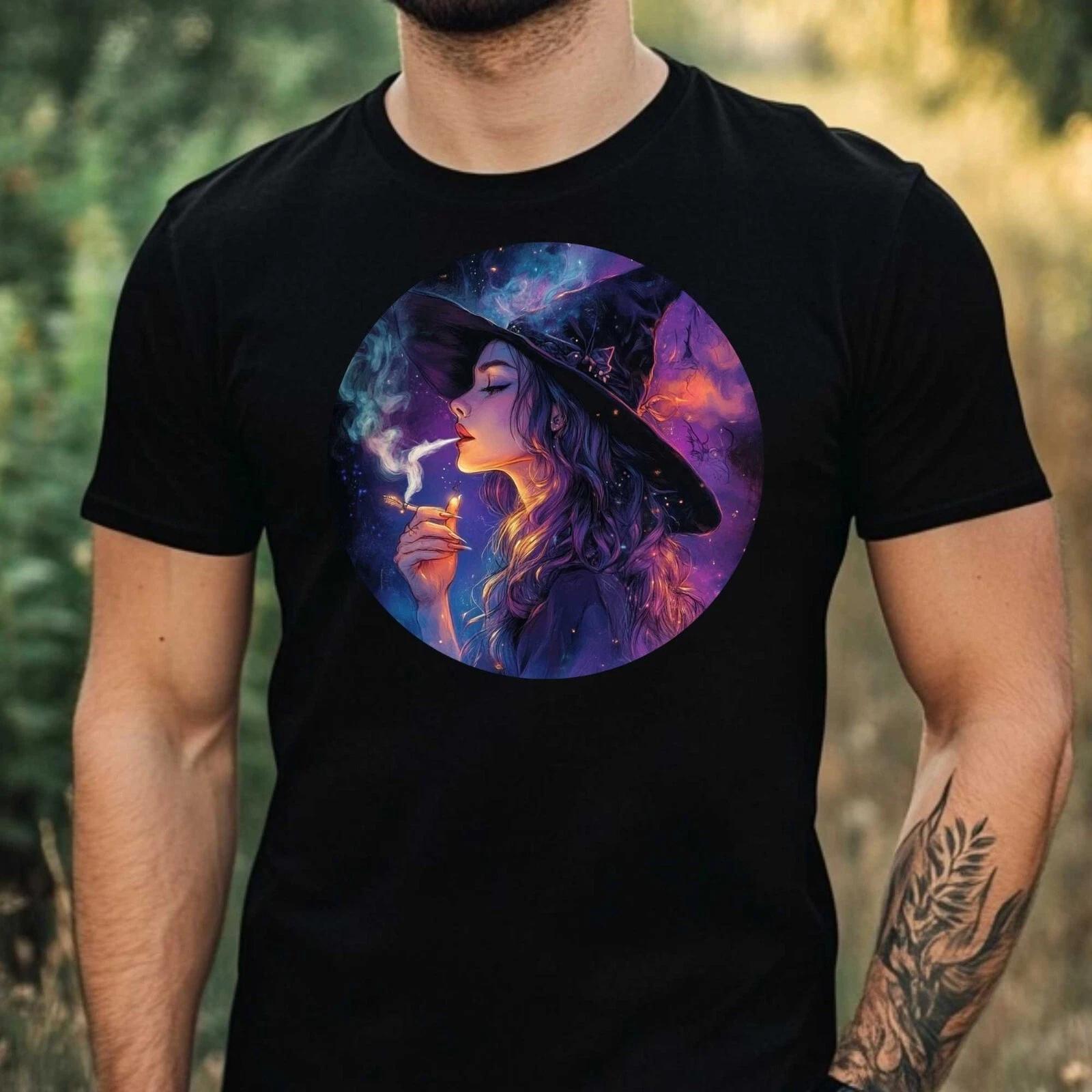 T-Shirt Herren Hexe Raucht Motiv Baumwolle Größe XS bis 5XL M